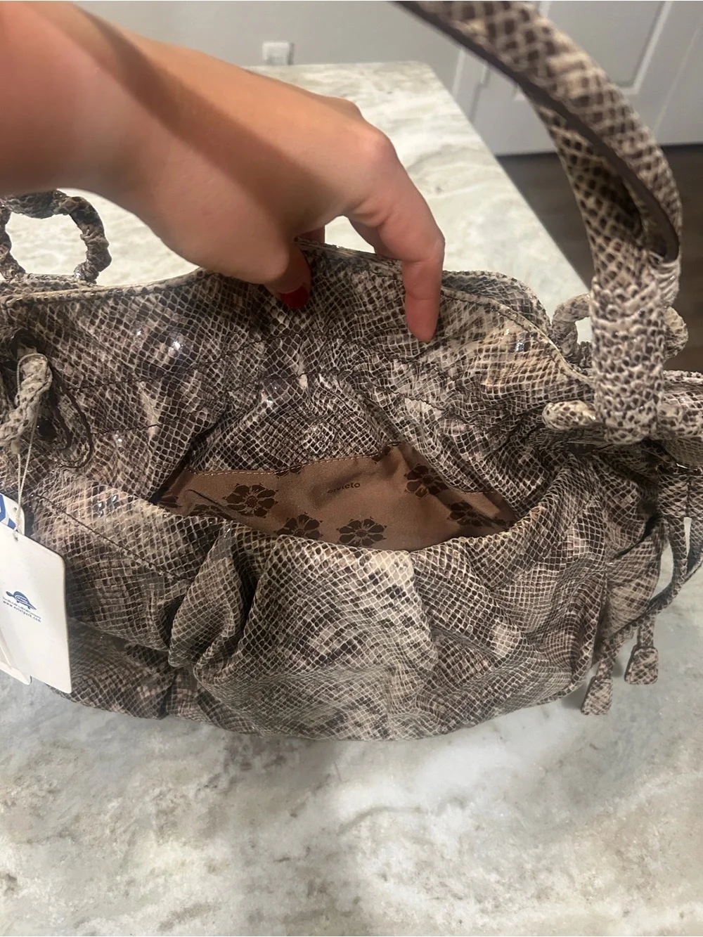 Orvieto by Estes Park Snake-Print Shoulder Bag in Brown - Picture 3 of 5